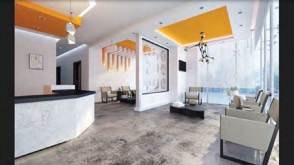 Reception area from the group's clinic fit-out portfolio, JLT, Dubai.