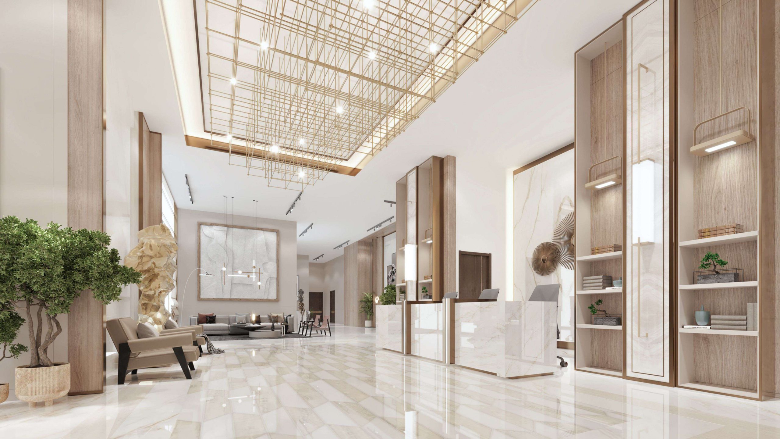 Residential lobby fit-out design by CAM Technical Services